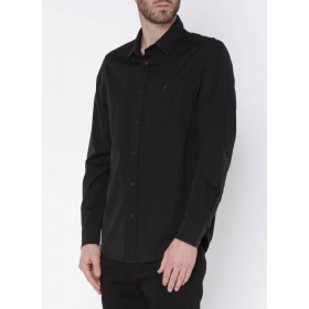 DIESEL-Chemise col classique slim-fit en coton Noir Soldes
